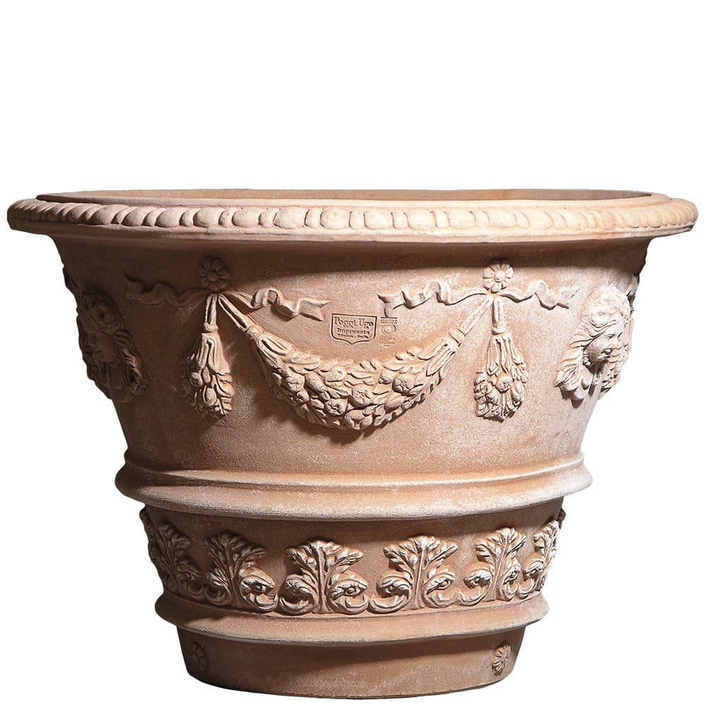 Pot Decorated With Girl Face And Ribbons Poggiugo Terracotta