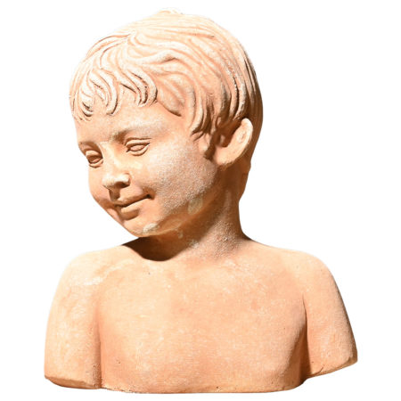 Classic statue depicting a Smiling boy. Modeling made in high relief. Handmade by master craftsmen.